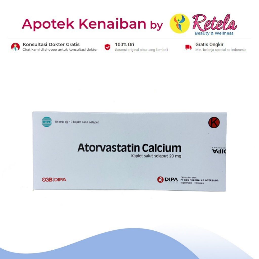 ATORVASTATIN 20 MG BOX 100 TABLET DIPA