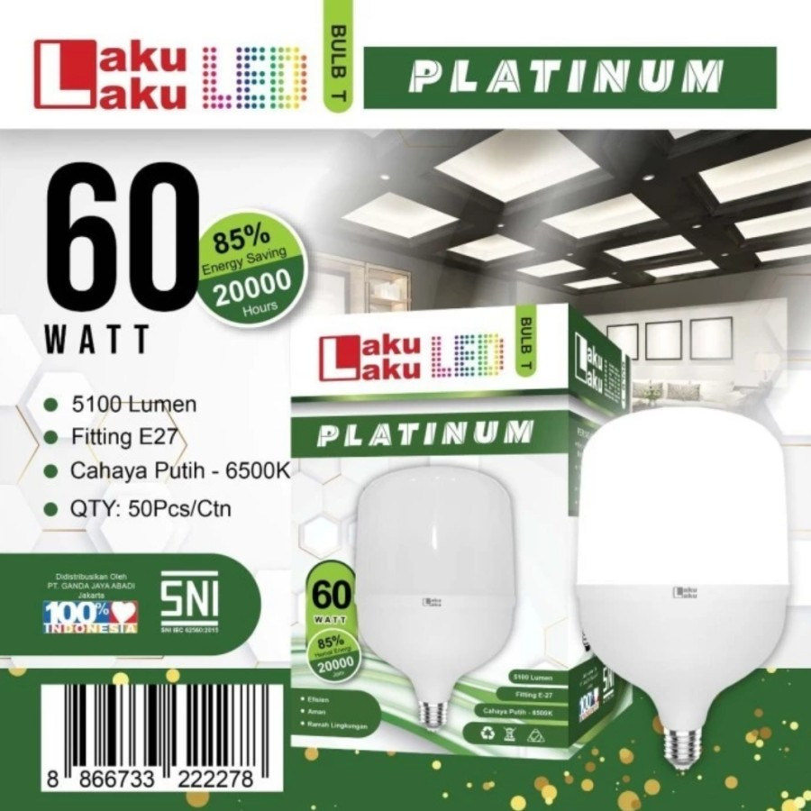 Lampu 60W laku laku LED capsule jumbo Laku Laku Platinum 60 Watt besar