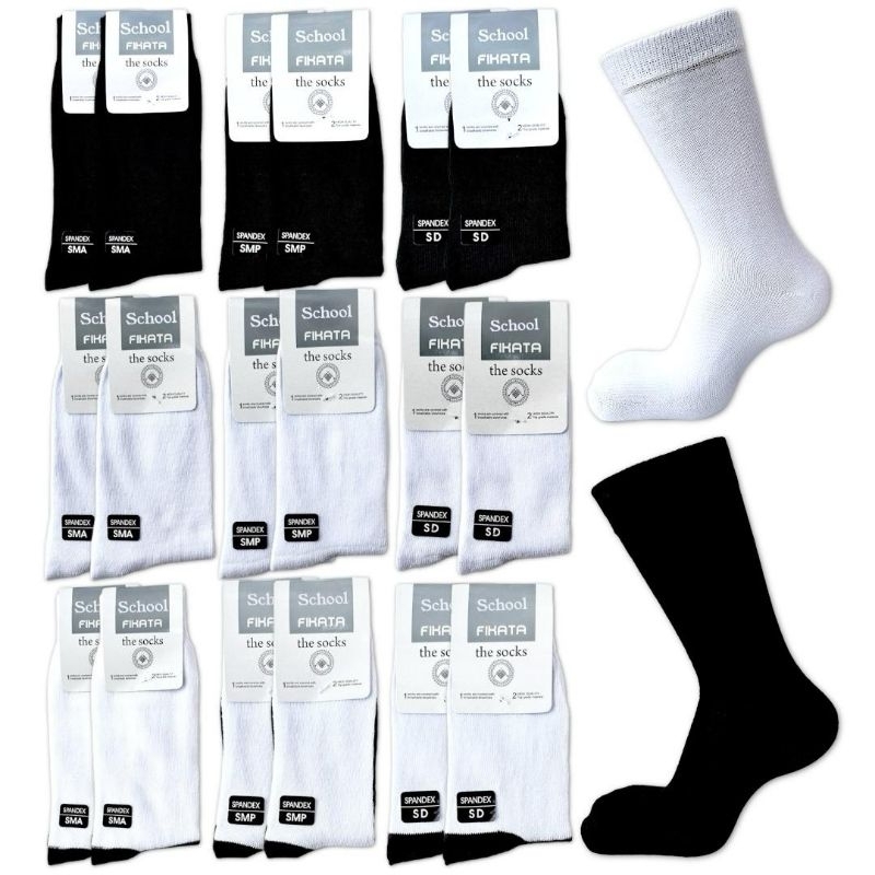 kaos kaki sekolah hitam putih / kaos kaki hitam / kaos kaki putih