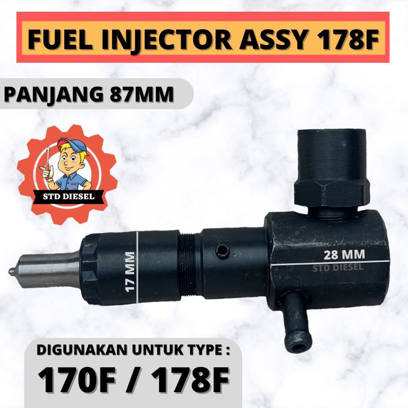 FUEL INJECTOR ASSY KIPOR 178F 170F INJECTOR NOZZLE NOSEL KOMPLIT KAMA KM 178 F 170 MODEL PENDEK SHOR