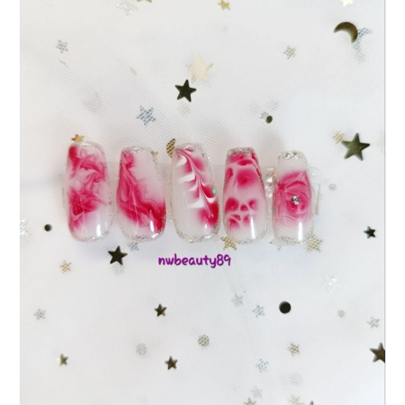 Kuku Palsu / Kuku Palsu Marble/ Marble Nail/ Press On Nail/ Handmade/ Custom Press On Nail/ Custom N