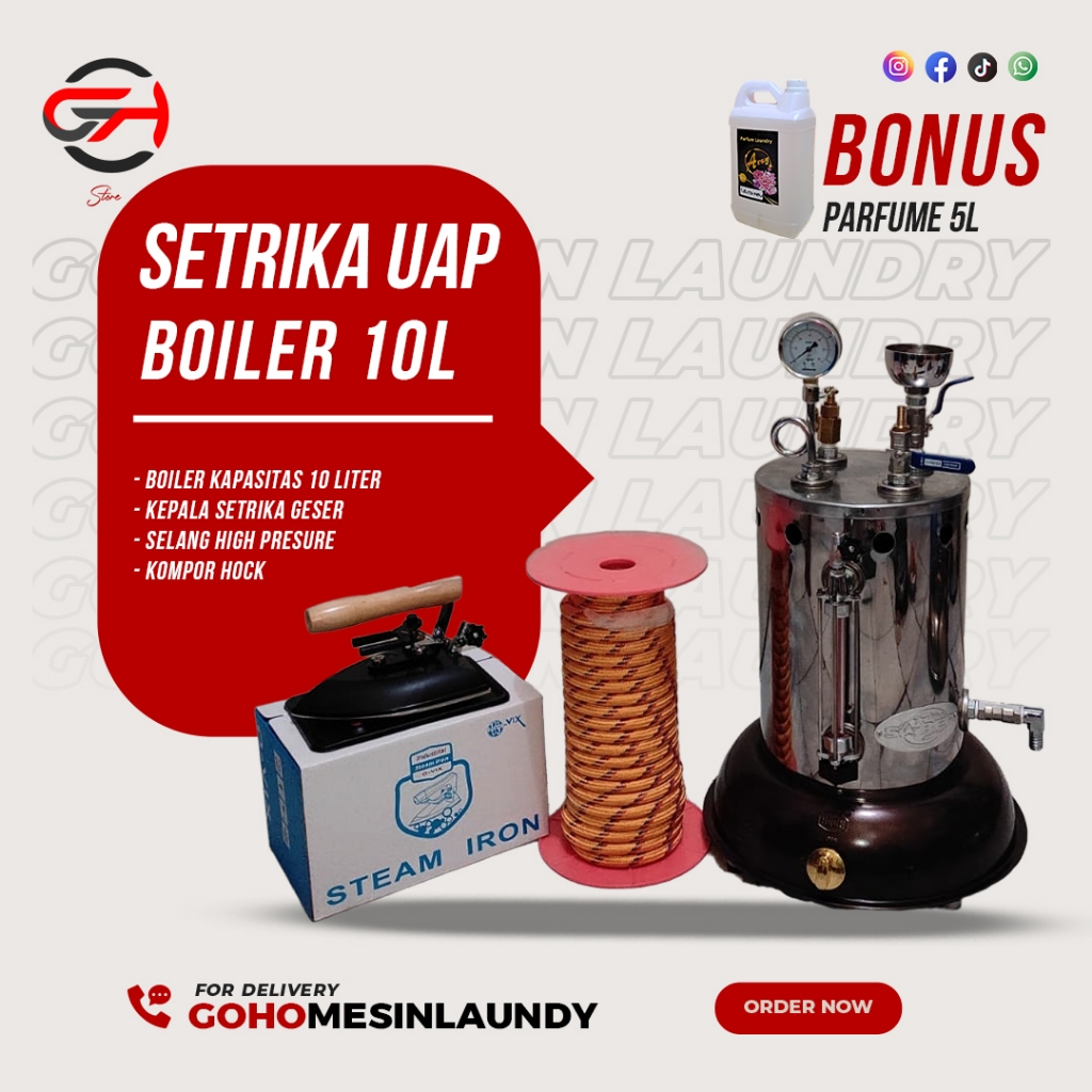 Setrika Uap Laundry Boiler 10L / Setrika Uap Boiler 10 Liter