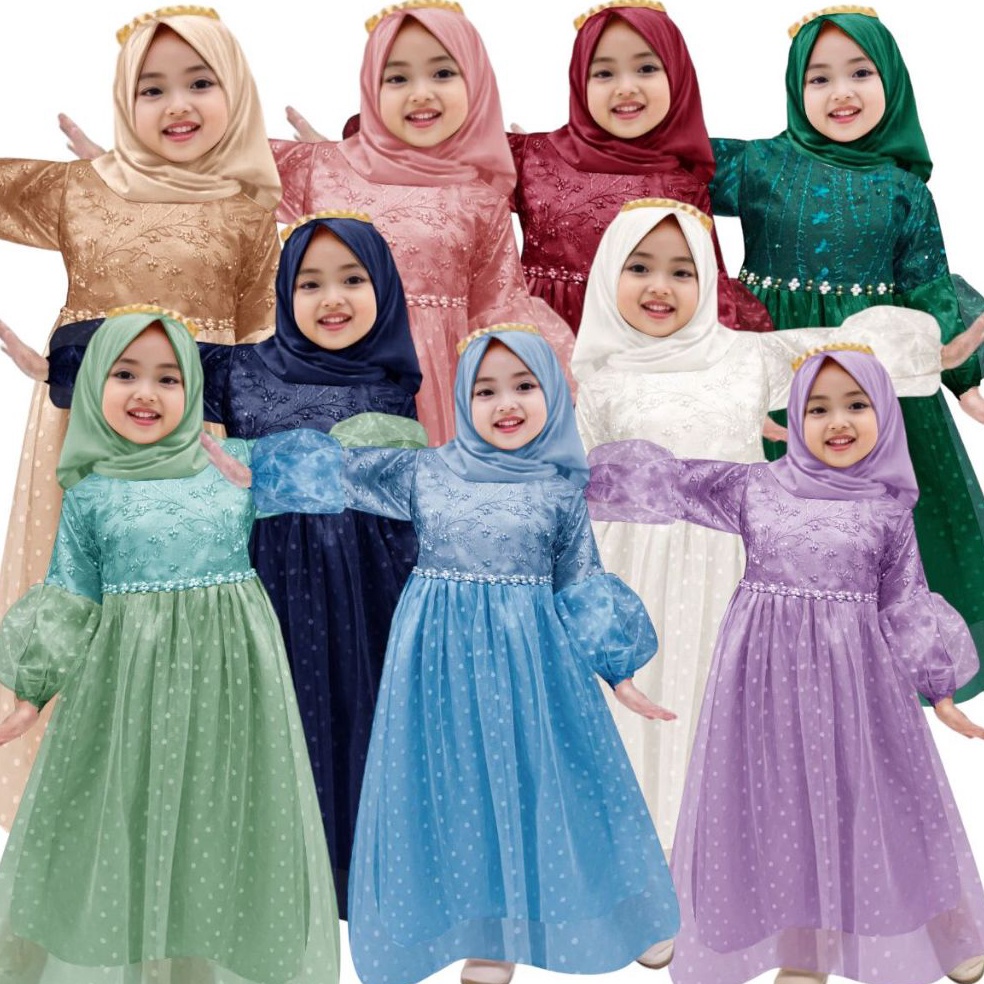 PROMO ALE Gamis anak perempuan Meliana 211thn  gamis brukat  baju muslim anak perempuan  baju pesta 
