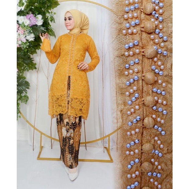 Setelan Kebaya Kancing 1 Payet Ld 13 cm  Kebaya Warna Sage  Kebaya Jumbo ibu besan  Setelan Kebaya B