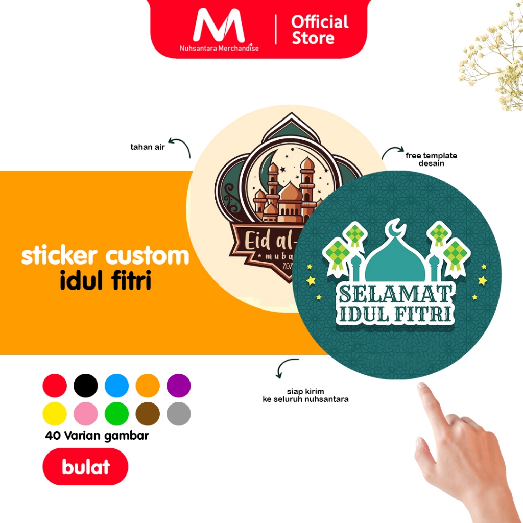 

Stiker Custom Bulat Idul Fitri / Ramadhan / Lebaran / Sticker Bahan Vynil Glossy | Stiker Lebaran | Stiker Toples Kue | Cetak Sticker Hampers