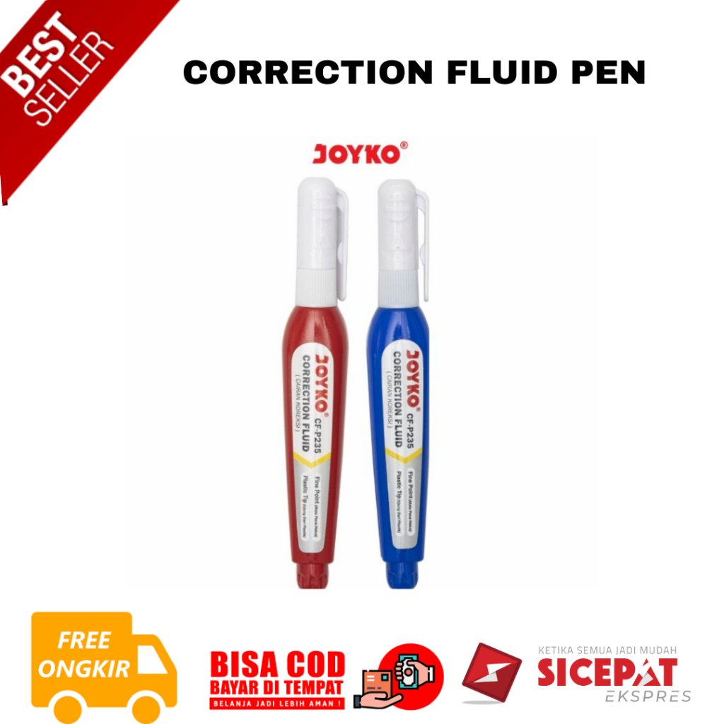 

[RST] BAYAR DI TEMPAT 1 pcs TERMURAH! Joyko Correction Fluid Pen / TipEx Cair Joyko Tip Ex CF-P235 [SPN]