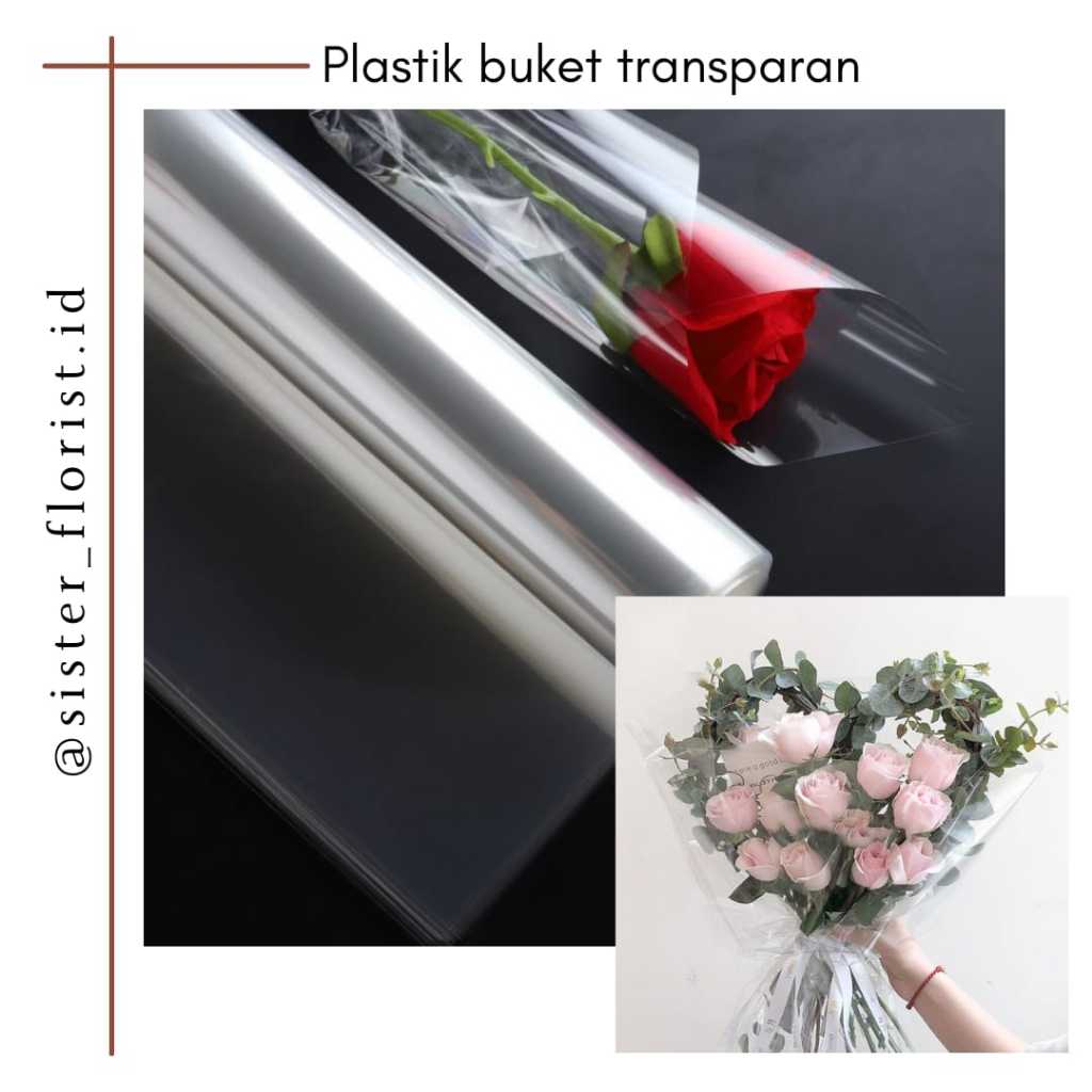 

SF031 Plastik Transparan - Plastik Wrapping flower Lembaran - Plastik Bunga Translucent / Plastik Buket Transparan