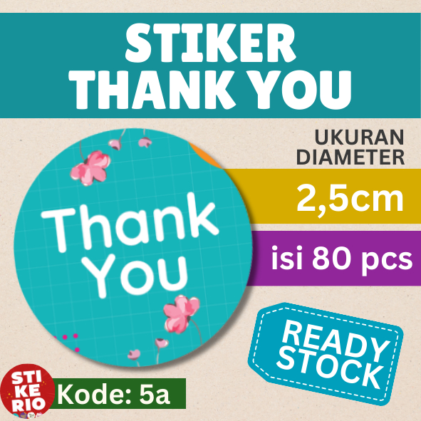 

Stiker Thank You | Stiker Label Terima Kasih | ukuran 2,5cm | 80 pcs | 5a | Murah