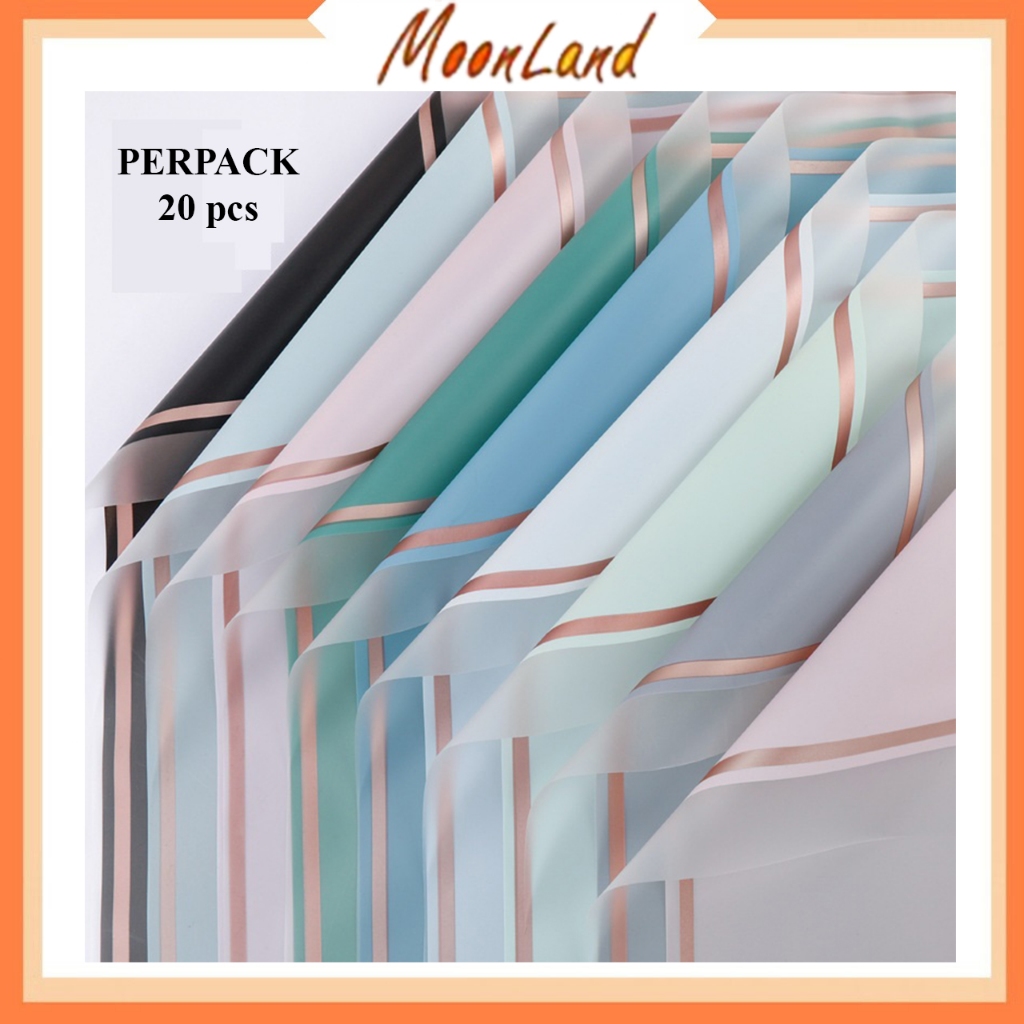 

20 Lembar Kertas Buket List Gold Cellophane Wrapping Paper KB6013