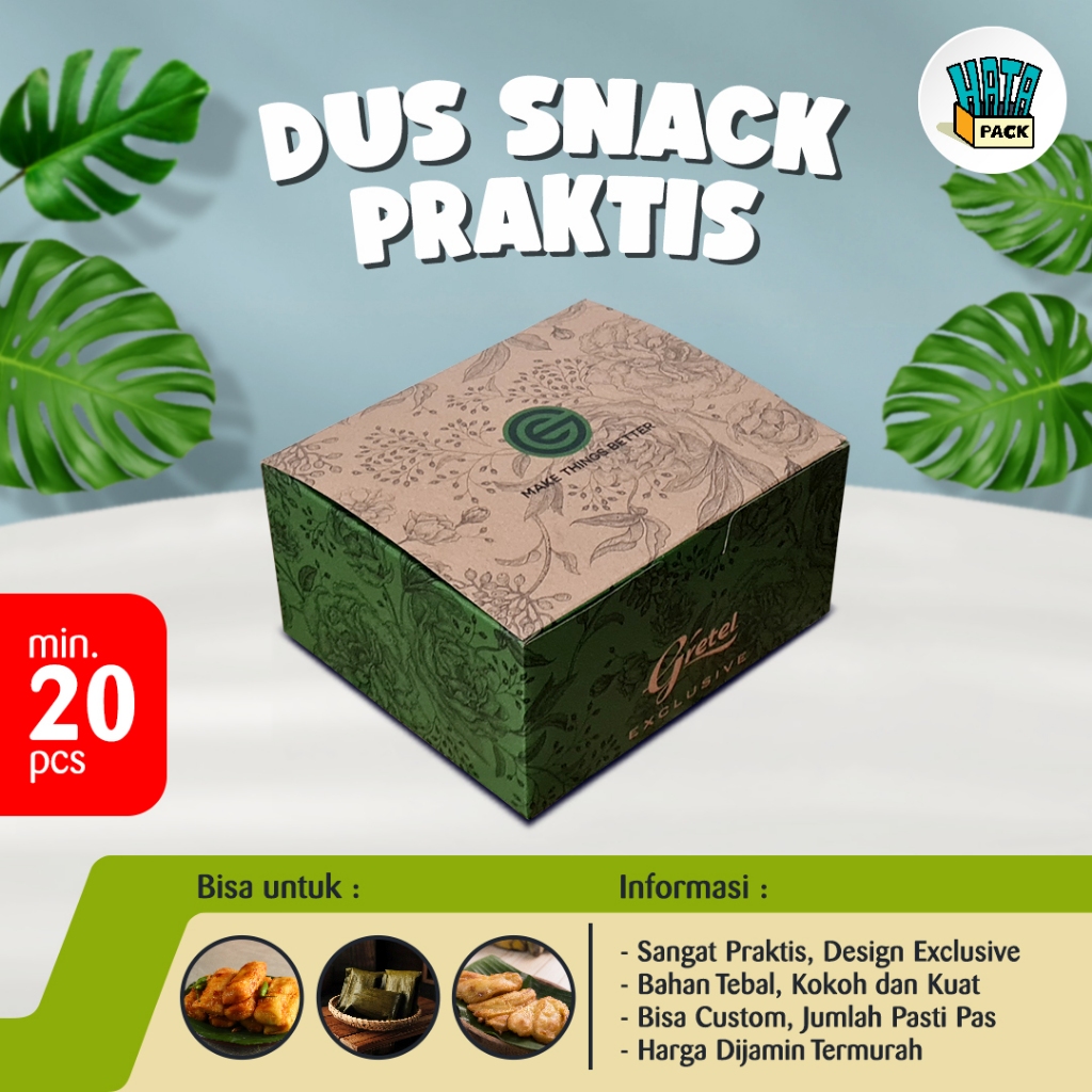 Dus Snack Gretel Exclusive Brown / Snack Box Gretel Exclusive 12 x 16 cm / Dus Box Kue Hansel PLG