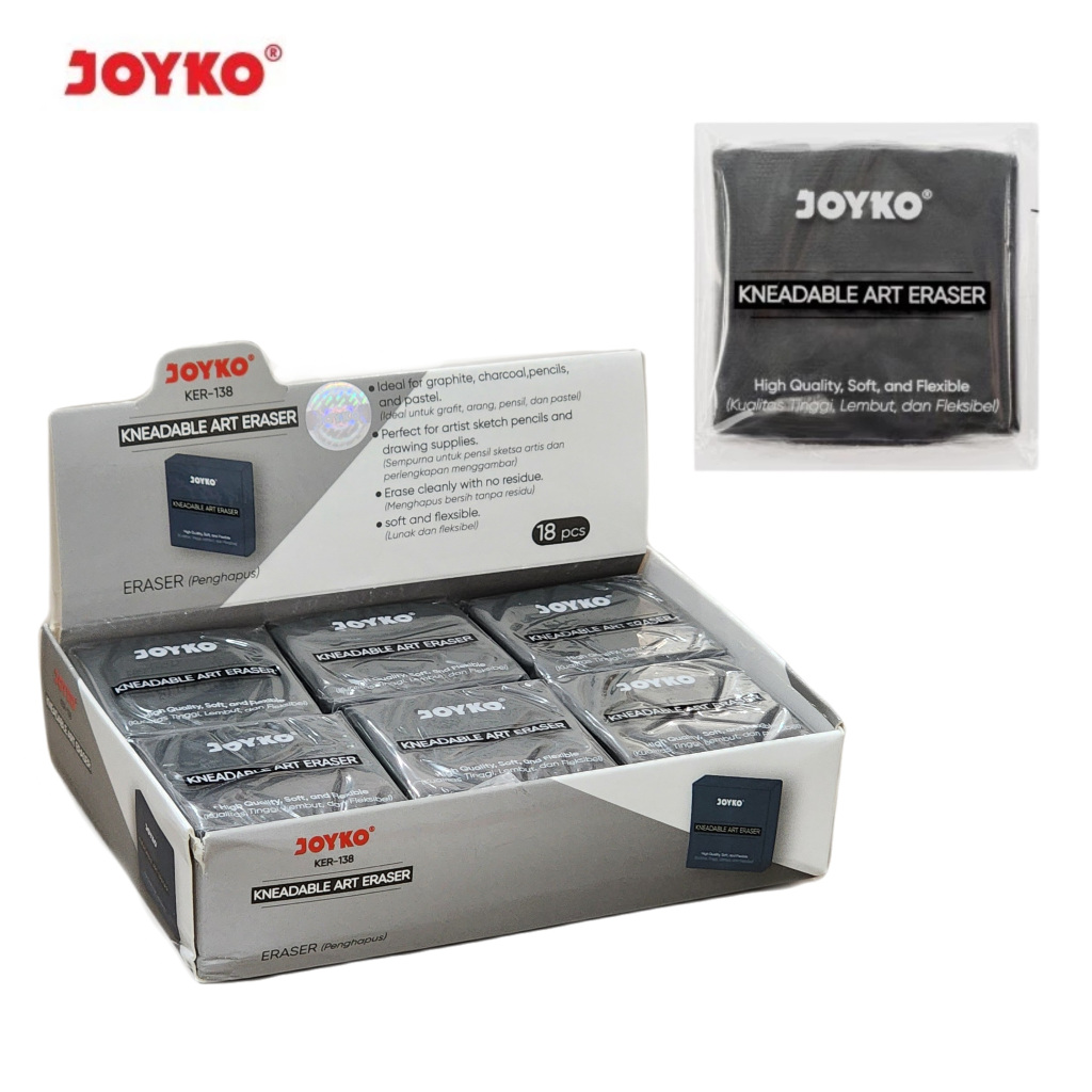 

1 BOX / 18 Pcs Kneadable Art Eraser Penghapus Joyko KER-138