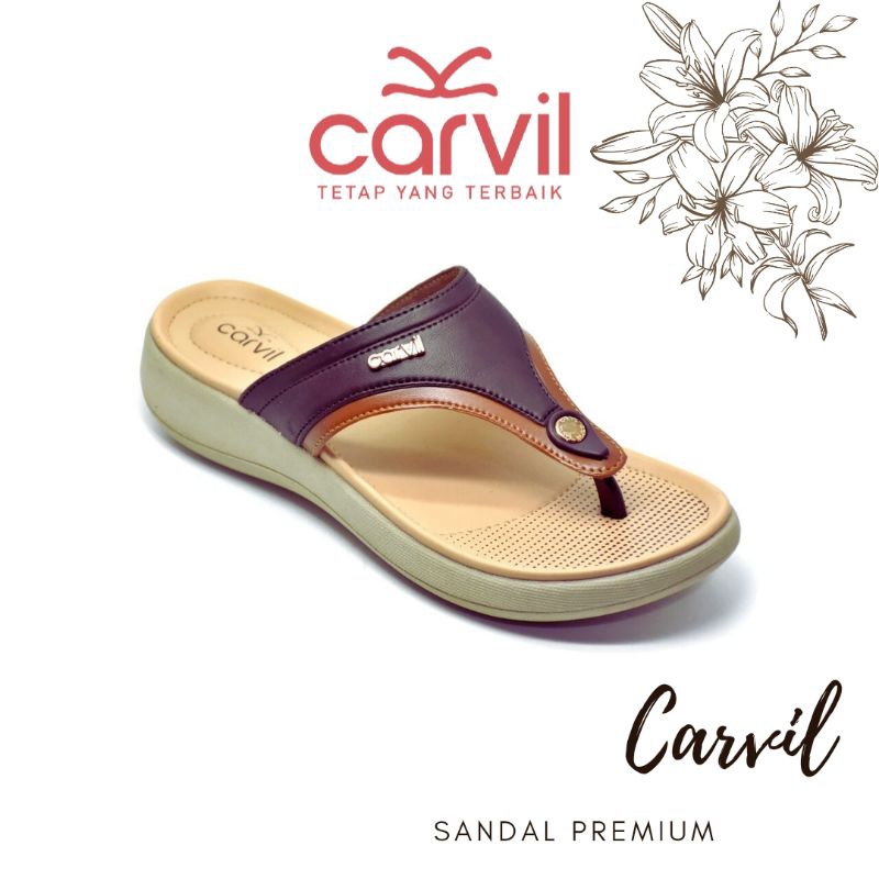 Sandal Carvil Wanita Wedges Cewek Original 100