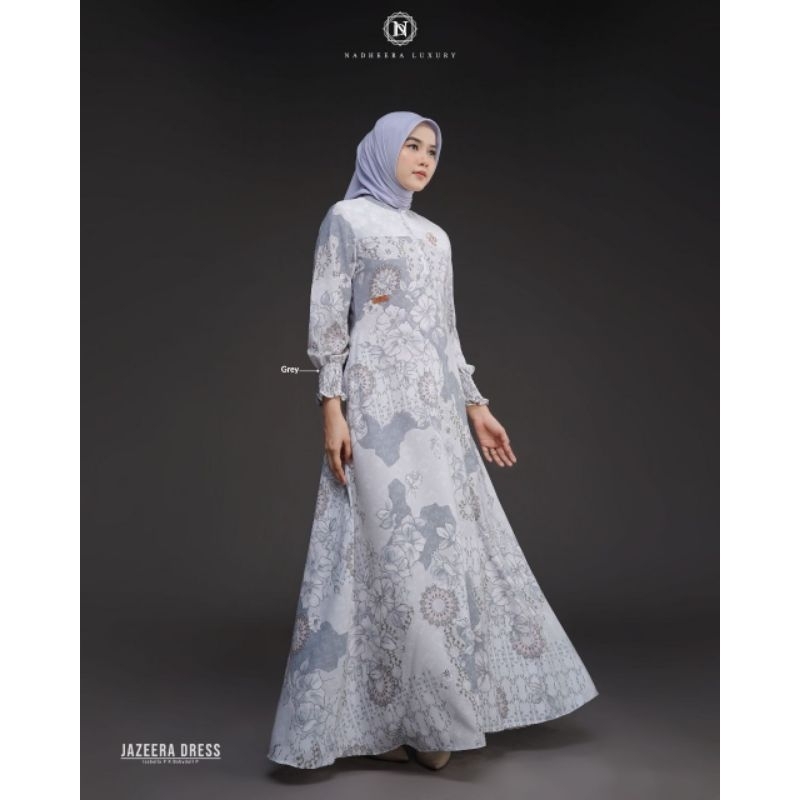 GAMIS NADHEERA LUXURY JAZEERA DRESS GREY ORI