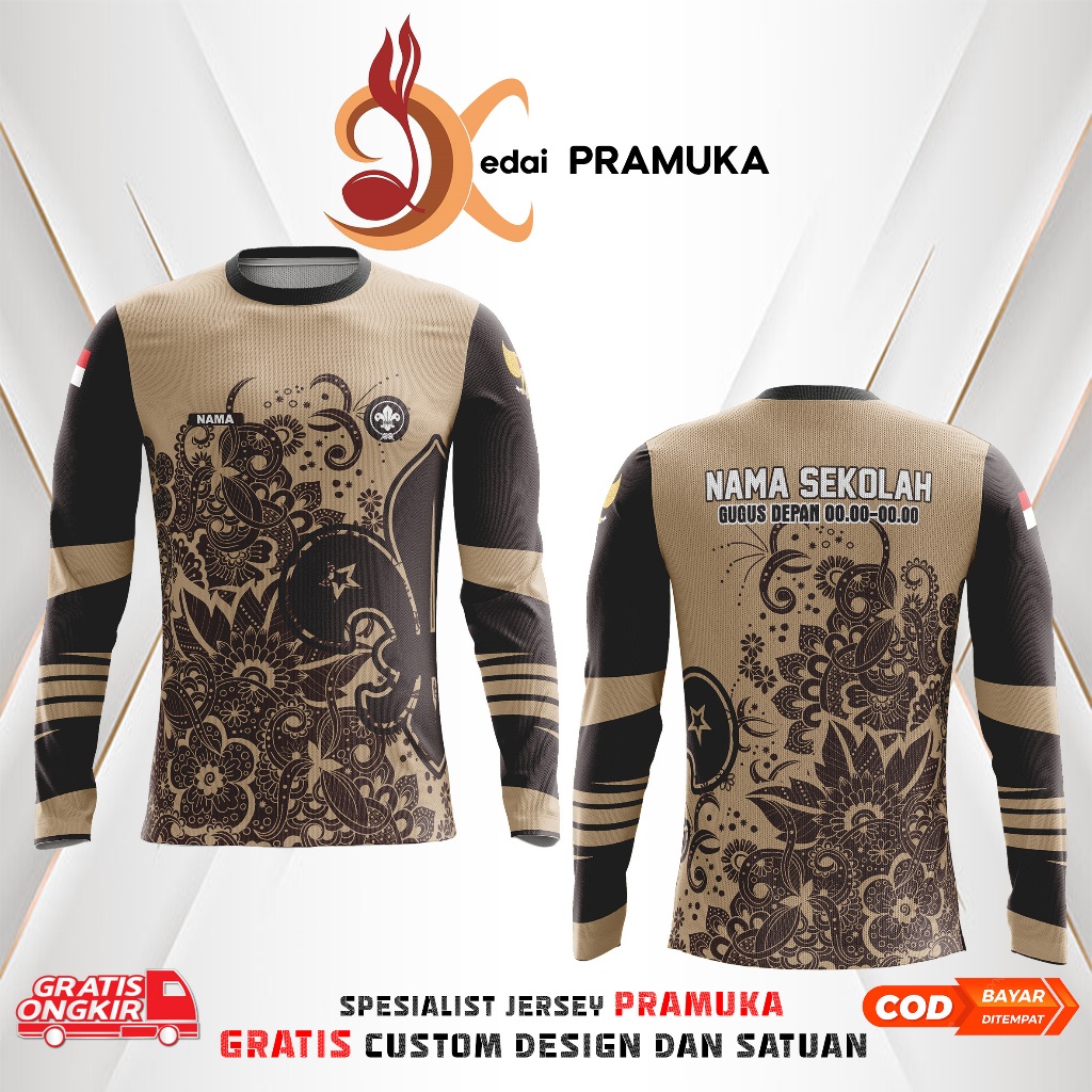 BAJU PRAMUKA FULL PRINTING OUTDOOR GRATIS DESAIN TERBARU