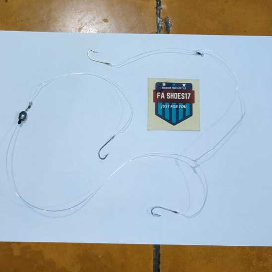 Rangkaian pancing bawal - lele cabang 3 tanpa neklin gacor - kail pancing leher panjang no 4 stainle