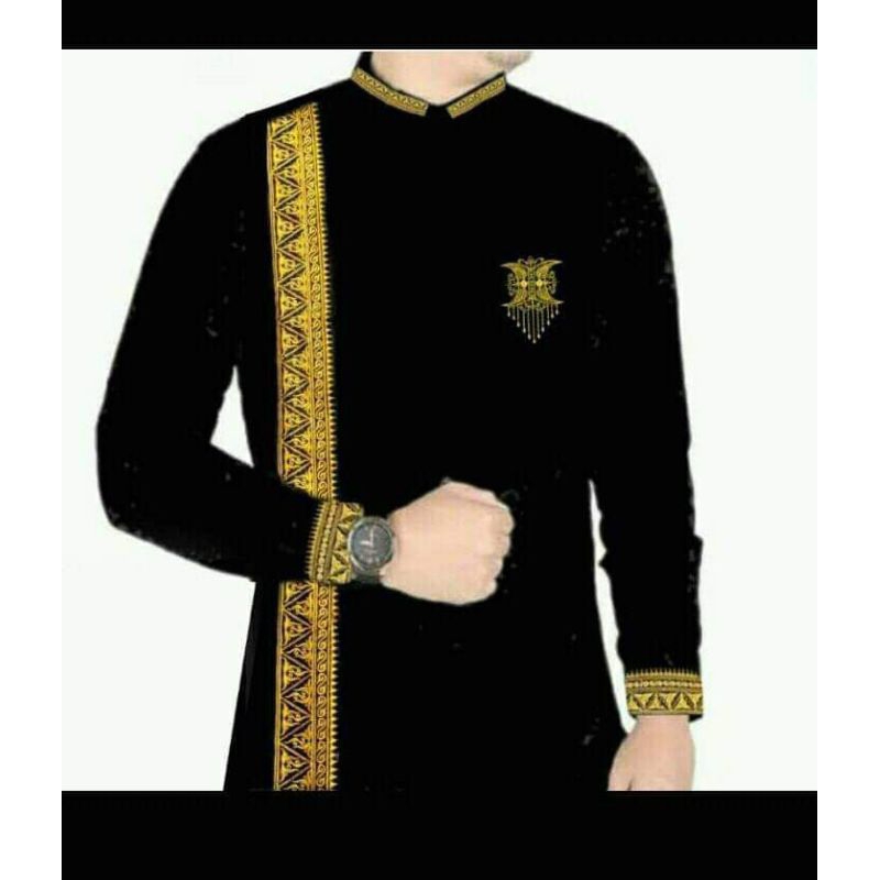 BAJU KOKO PRIA DEWASA MOTIF BORDIR SELEMPANG MEWAH LENGAN PANJANG
