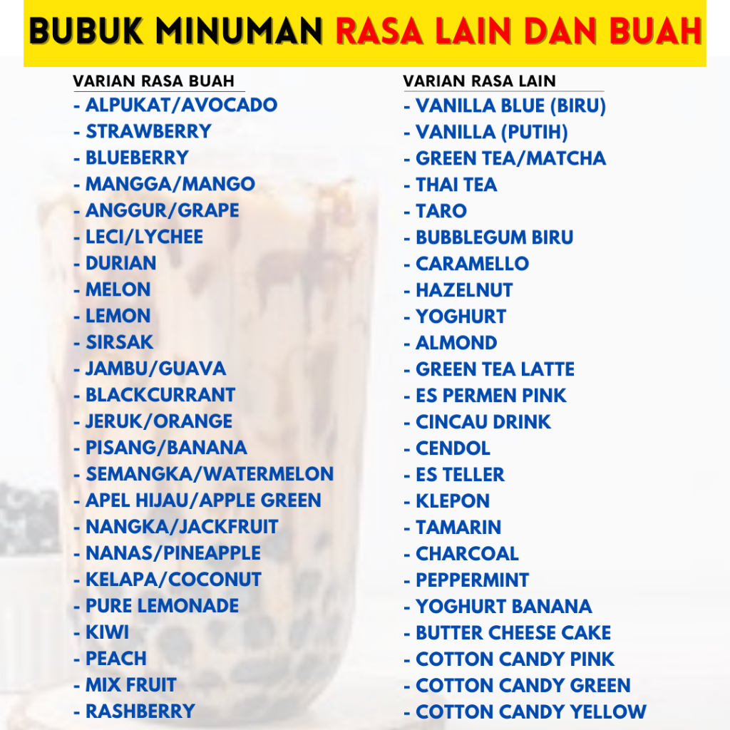 

Forcysn Bubuk Minuman Rasa Boba Dan Teh Aneka Rasa Plain 500Gr
