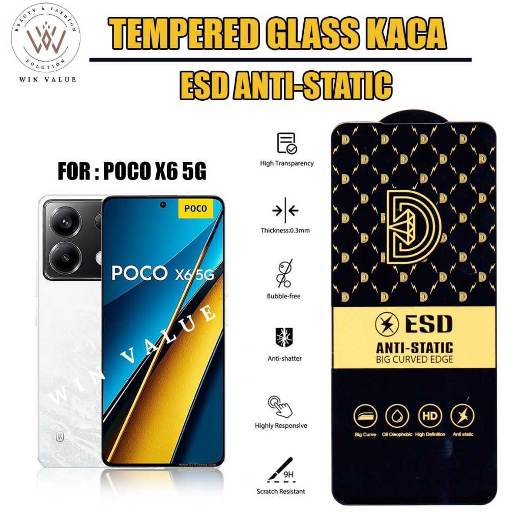 Antigores Poco F6 Poco X6 Poco X6 Pro Poco M6 Pro Tempered glass Full layer Anti Static ESD Antigore