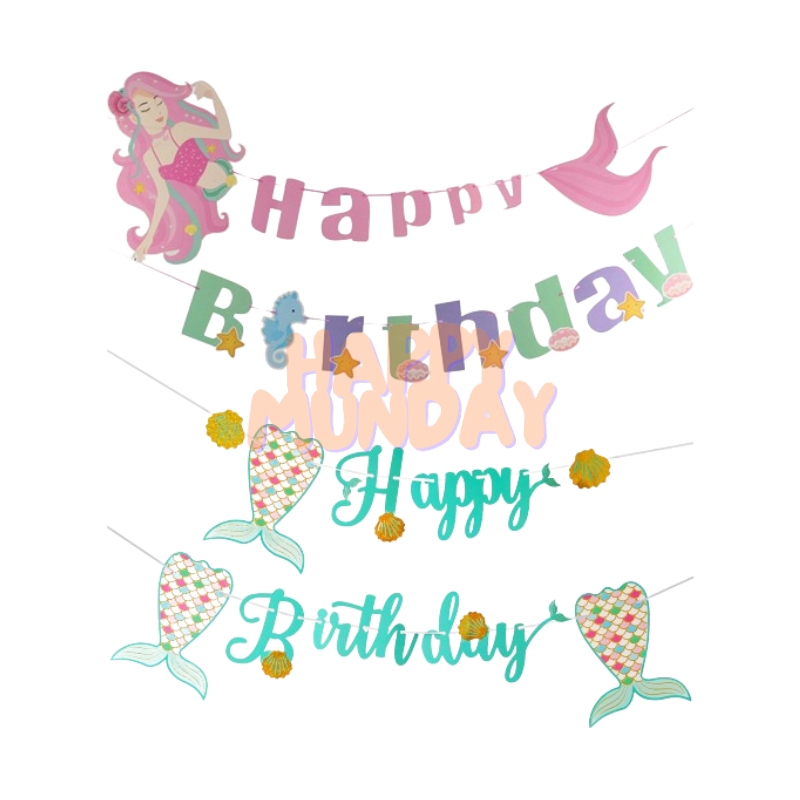 Happymunday Banner Happy Birthday Mermaid