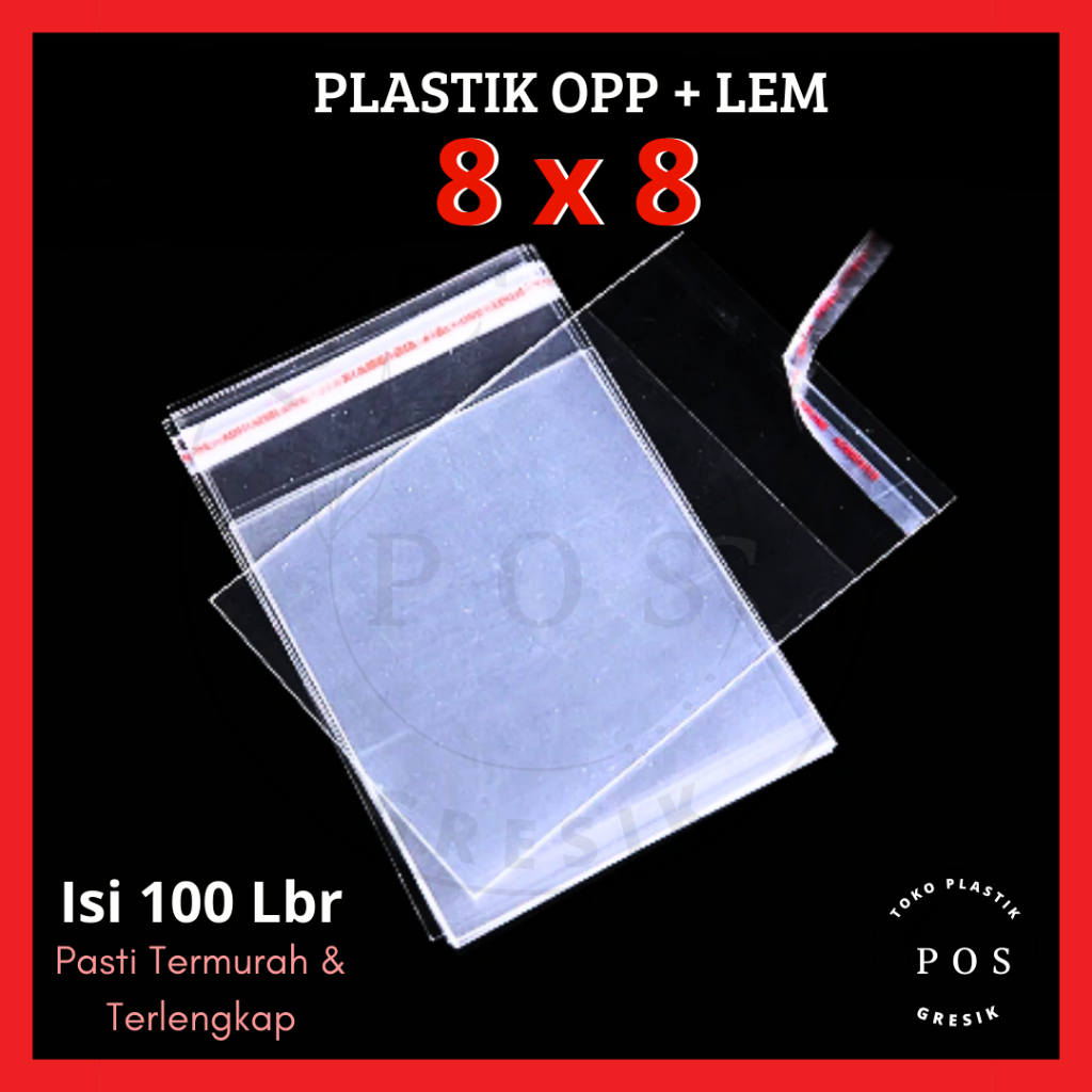 

8 X 8 OPP LEM PLASTIK KACA DVD,Bakery,Undangan,Roti,Amplop,Angpao (Isi 100 Lembar)GR