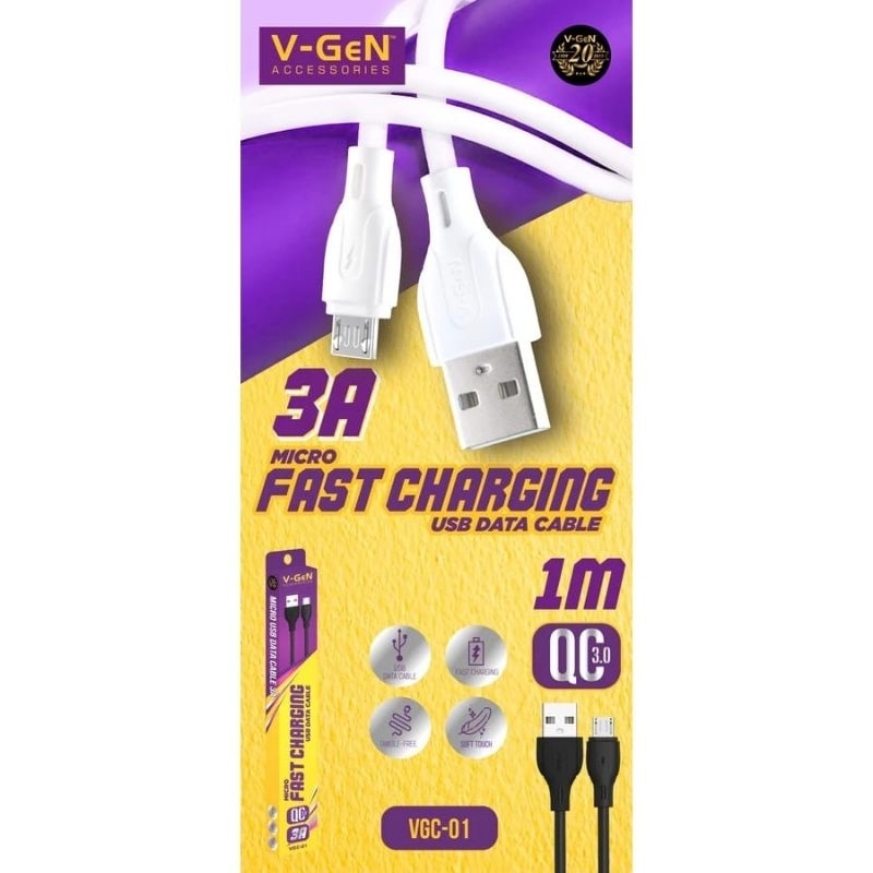 Kabel Data V-Gen For Android 3A VGC-01  Kabel Charger Casan V-Gen 3A Usb Micro