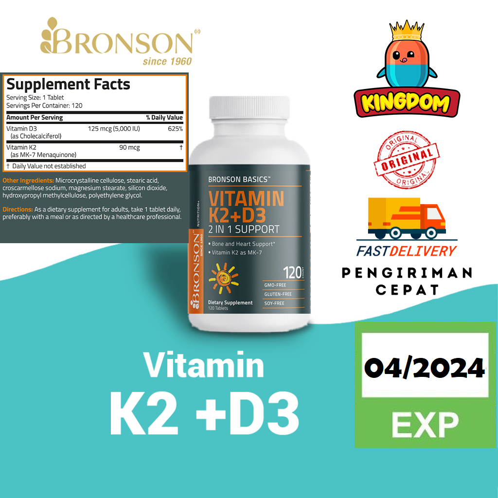 Bronson Vitamin D3 5,000 K2 90 Mcg ( 120 Tablet ) ( Versi Ekonomis )