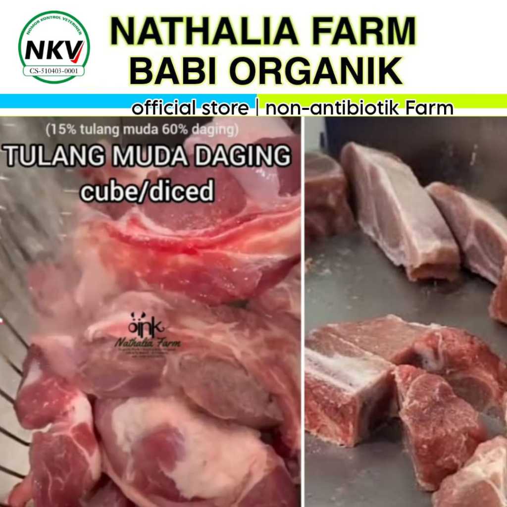 

TULANG MUDA DAGING / 500 gram - Babi Organik Nathalia Farm - Babi Import peternakan di Indonesia