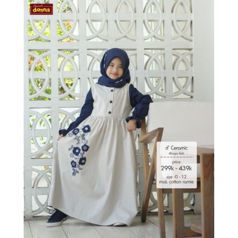 ABAYA DANNIS ANAK PEREMPUAN D' CERAMIK BLUE