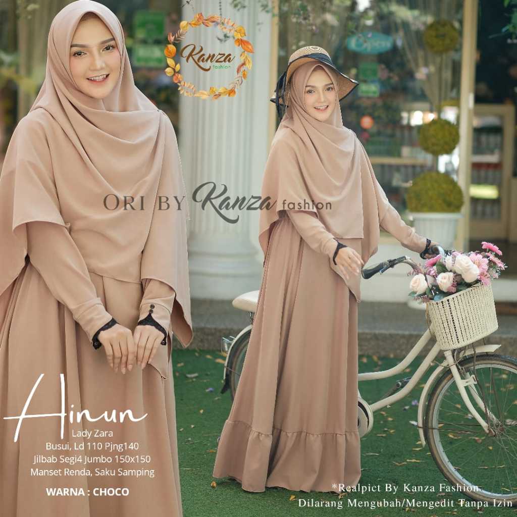 Pakaian Muslim Gamis Wanita Lebaran Umroh Ainun Syari Set