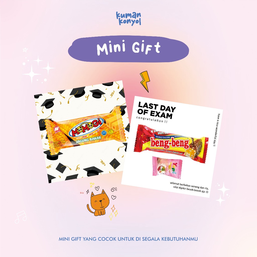 

MINI GIFT ◼️ GIFT GEMAS ◼️ KADO MINI ◼️ MINI GIFT JAJANAN ◼️ GRADUATION ◼️ LAST DAY OF EXAM ◼️ BIRTHDAY