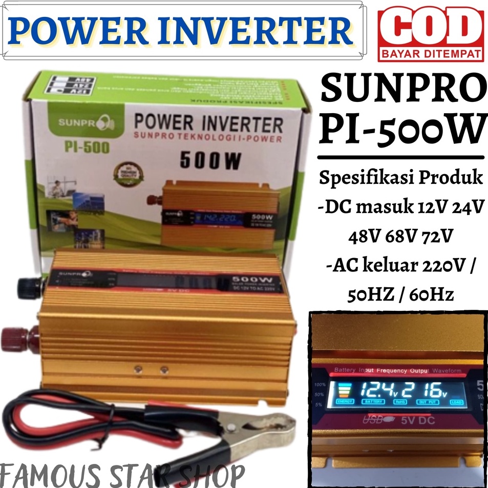 Terupdate FrI Inverter Power DC To AC 5 Watt Sunpro Pl5 With USB 5V  Power Inverter 5 Watt Sunpro Pl
