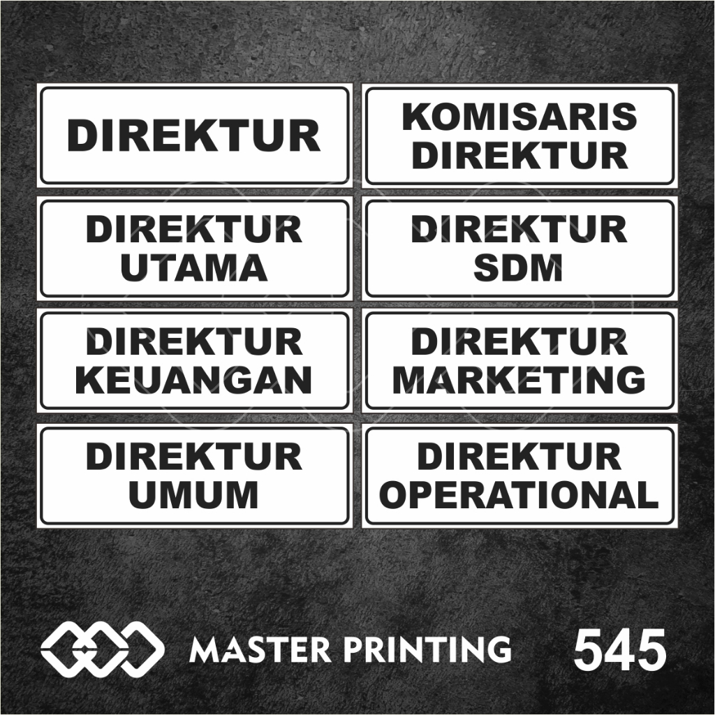 

545 - Stiker Nama Ruangan Direktur di Kantor/Perusahaan, Sticker Vinyl, Tahan Air, dan Bisa Custom