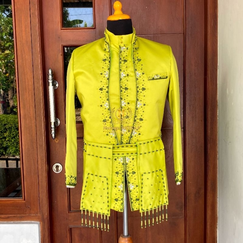 beskap sunda kuning lemon / baju pengantin sunda /baju pengantin murah