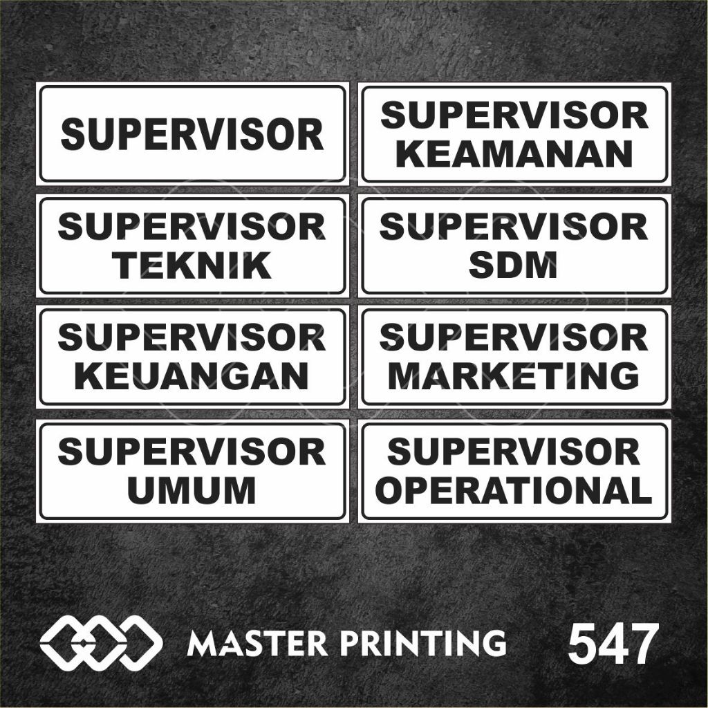 

547 - Stiker Nama Ruangan Supervisor di Kantor/Perusahaan, Sticker Vinyl, Tahan Air, dan Bisa Custom