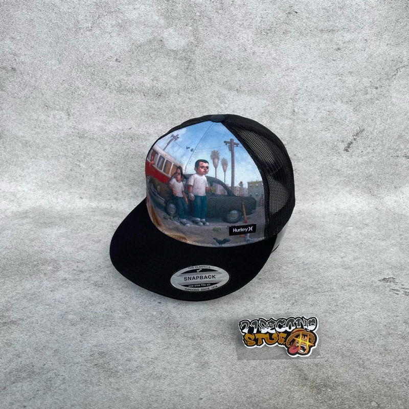 Topi Hurley x Yupoong Hitam Second