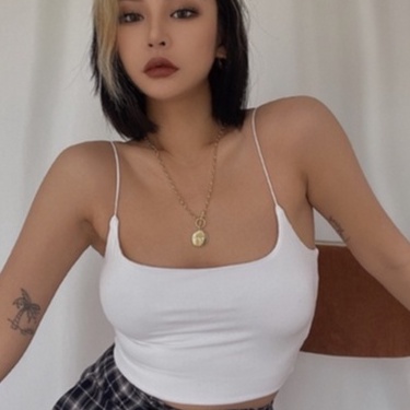 GROSIR  LIVIAHOMESummer Basic Solid Straps Crop Tank Top 7134