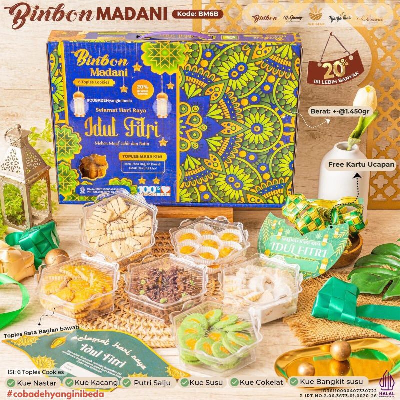 

BINBON MADANI KUE KERING KUE LEBARAN HAMPERS MURAH 6 TOPLES