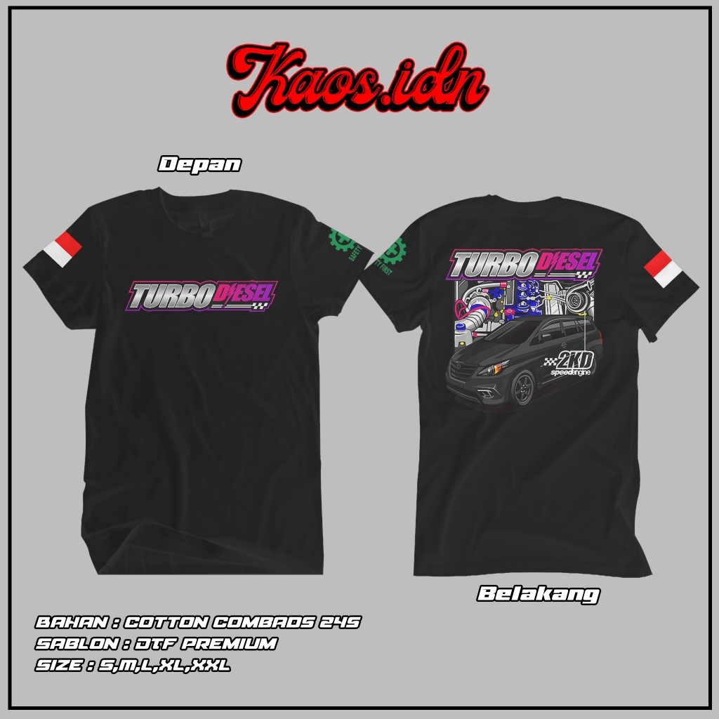 [Bisa COD] Kaos TURBO DIESEL 2KD Original Merchandise | Kaos Katun 24s Asli | Baju Kaos Viral Diesel