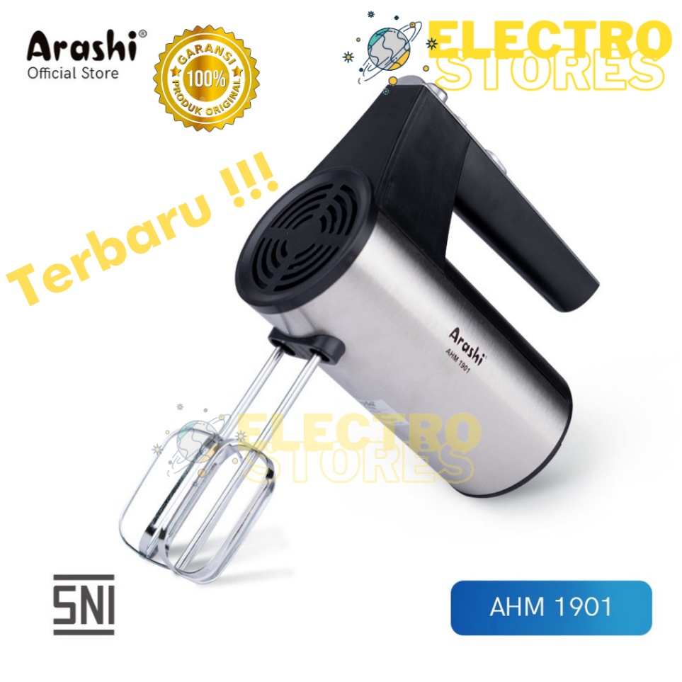 Sale ARASHI Hand Mixer AHM 191 Mixer Tangan 5Speed  AHM191 Stainless Steel AHM191 t Promo