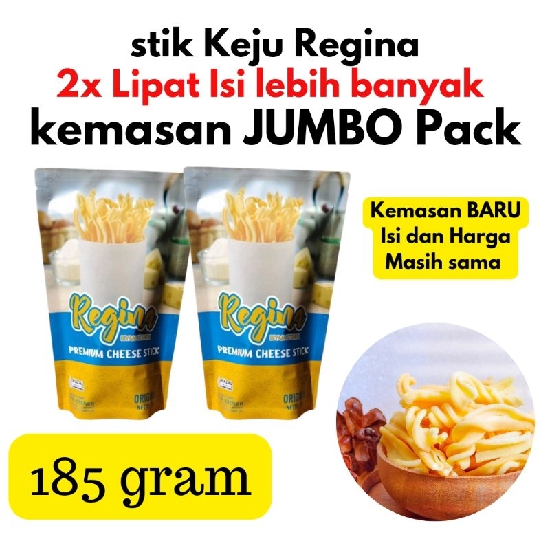 

Regina Premium Cheese Stik camilan stik keju premium camilan keluarga kemasan jumbo enak dan renyah