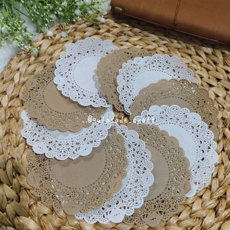 

[QC 05] 10pcs Doilies Paper White Brown Journal Scarbook Junk Journal Vintage Kertas Renda
