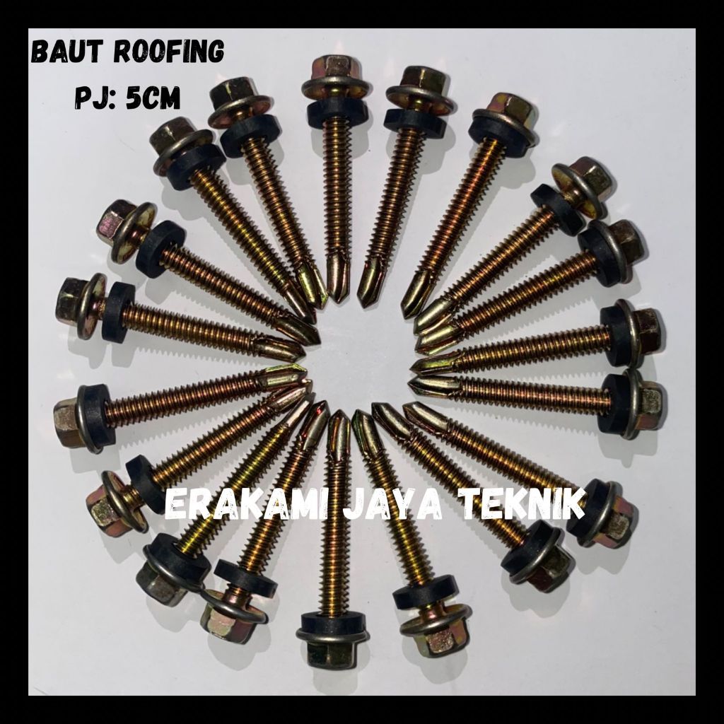 BAUT ATAP ROOFING 12 X 50 ISI 100 PCS/ SEKRUP ATAP BAJA RINGAN /BAUT RUMPING ATAP GALVALUM