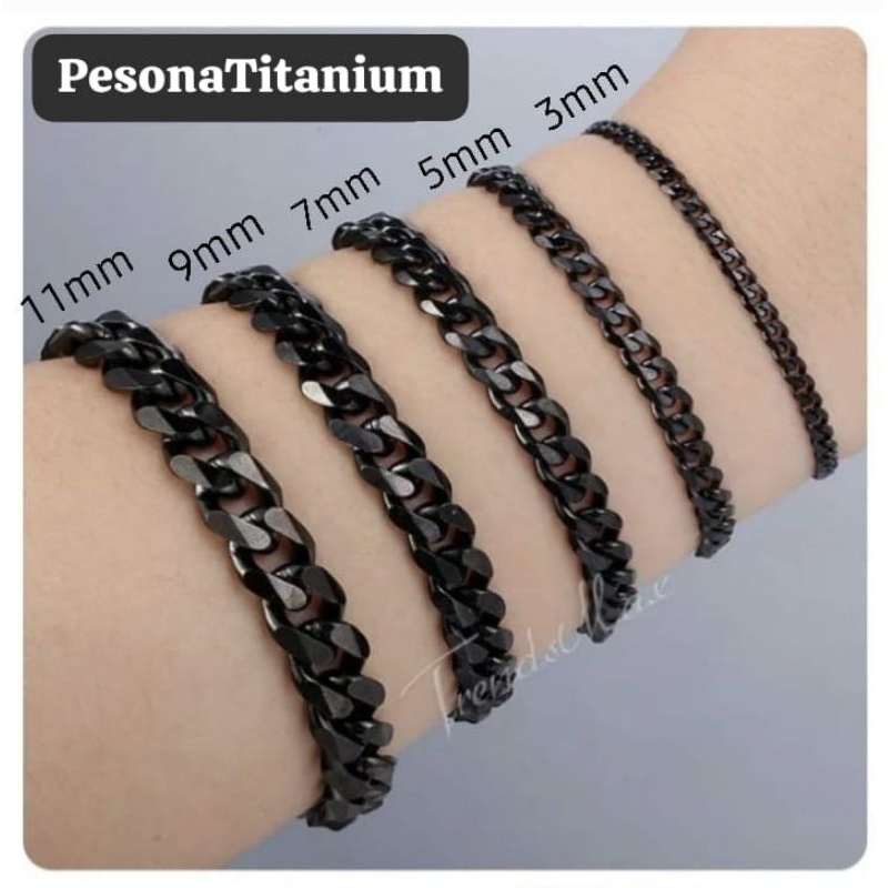 gelang model rantai stang titanium anti karat anti luntur laki-laki perempuan