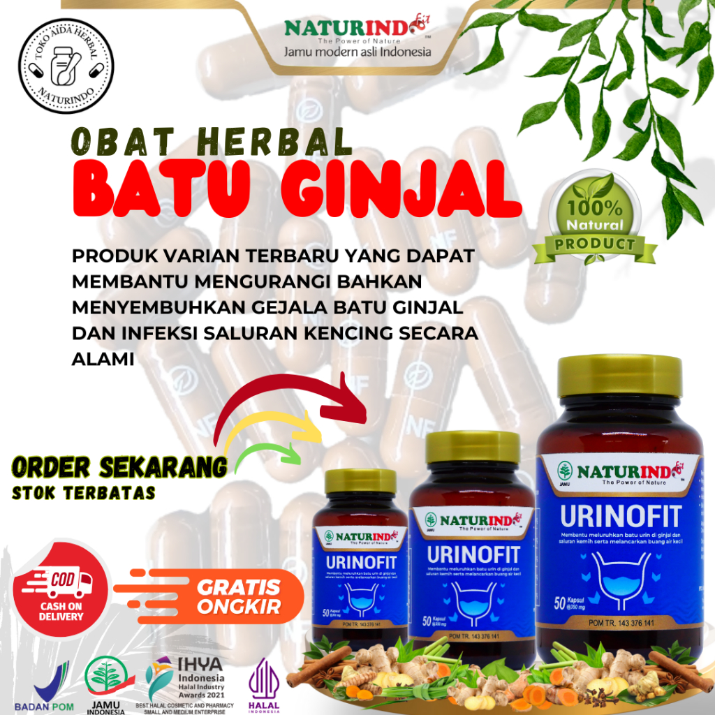 Obat Batu Ginjal Infeksi Saluran Kencing Gagal Ginjal Anyang-Anyangen Batu Empedu URINOFIT NATURINDO