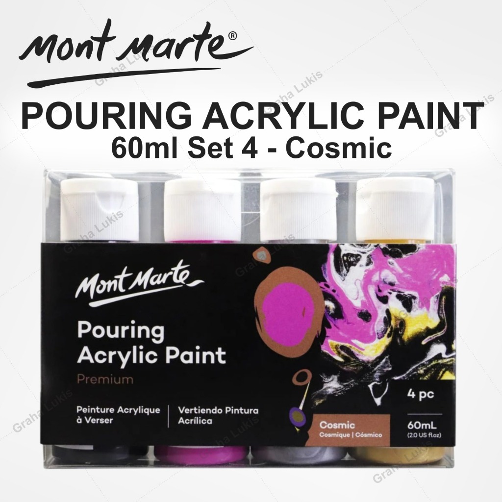 

Mont Marte Premium Pouring Acrylic Paint 60ml (2oz) 4pc Set - Cosmic