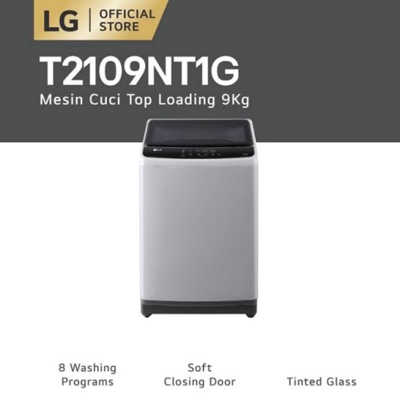 Mesin Cuci LG T 2109 NT1G,TOP LOADING 9KG,Mesin cuci otomatis 1Tabung LG 9KG