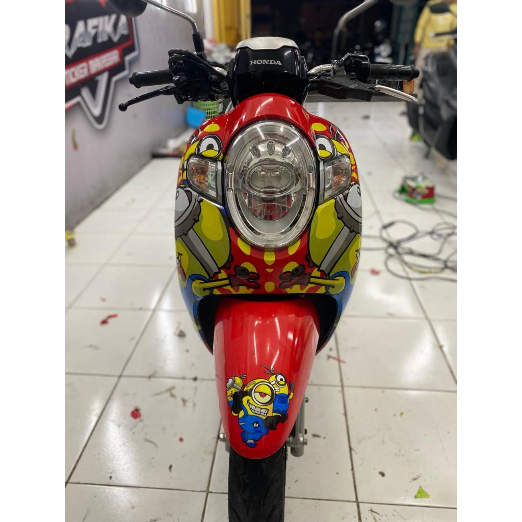 Stiker Motor SCOOPY Full Body Sticker Decal Scoopy Motif Minion
