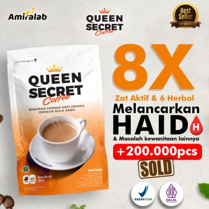 

V44859 Amiralab Queen Secret Coffee Minuman Kopi Lancar Haidd Menstruasi Telat Terlambat Siklus Bulan Jamu Ramuan Alami Ampuh Manjur Aman Untuk Busui KB Kesehatan Wanita 1gr