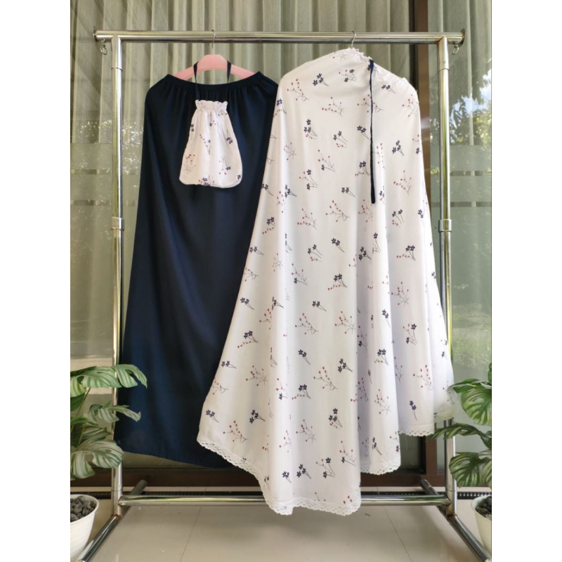 Mukena Dewasa Rayon Putih Motif Kerut Kening