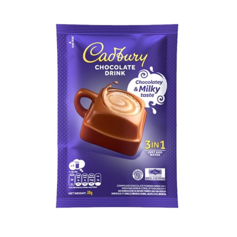 

cadbury hot chocolate drink 3 in 1 30 gram / cadbury drink sachet